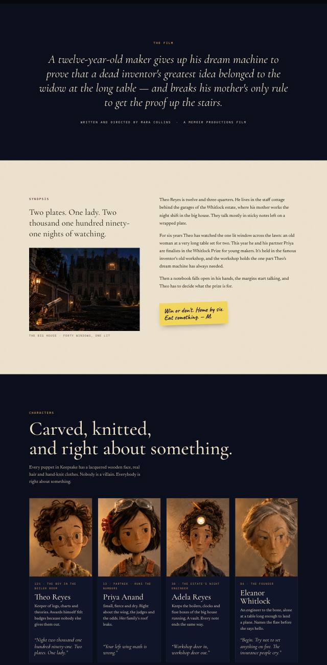 The Keepsake film website